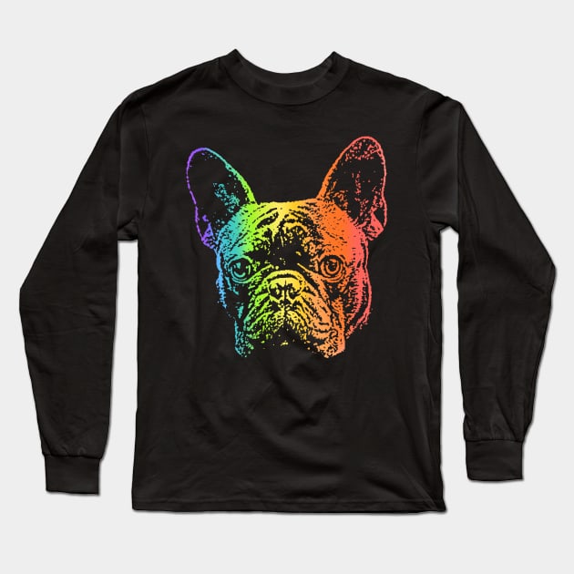 Rainbow French Bulldog Long Sleeve T-Shirt by childofthecorn